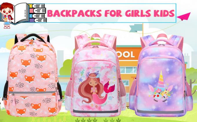 Mochila escolar para niños de poliéster Bolso escolar de sirena Set de tres piezas 0